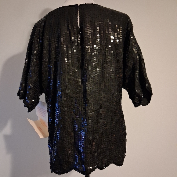 Vintage Black Sequin Women's Top Size 16 - Picture 2 of 13